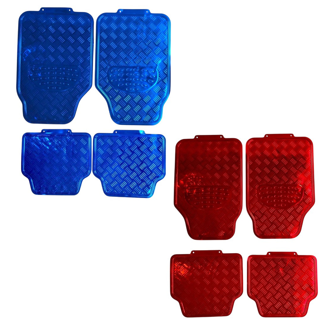 MOQUETA BRILLOSA METALIZADA 4 PIEZAS AZUL / ROJO