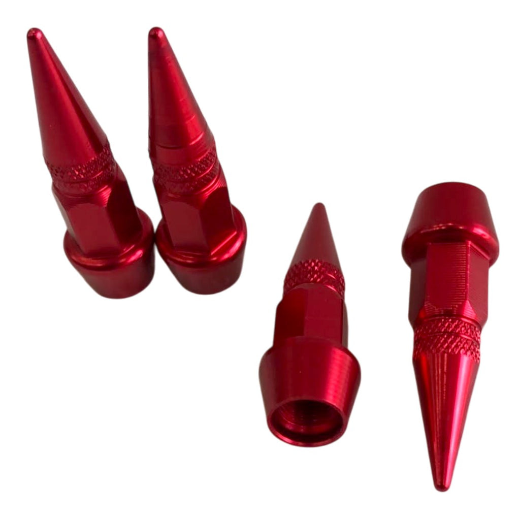 TAPA VALVULA METALICA DE PUNTA 4 PIEZAS  /ROJO/AZUL/NEGRO/LILA