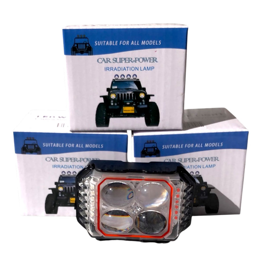 PROYECTOR LED DE 4 LUPAS FRANJA ROJA W+Y+RGB+STROBER