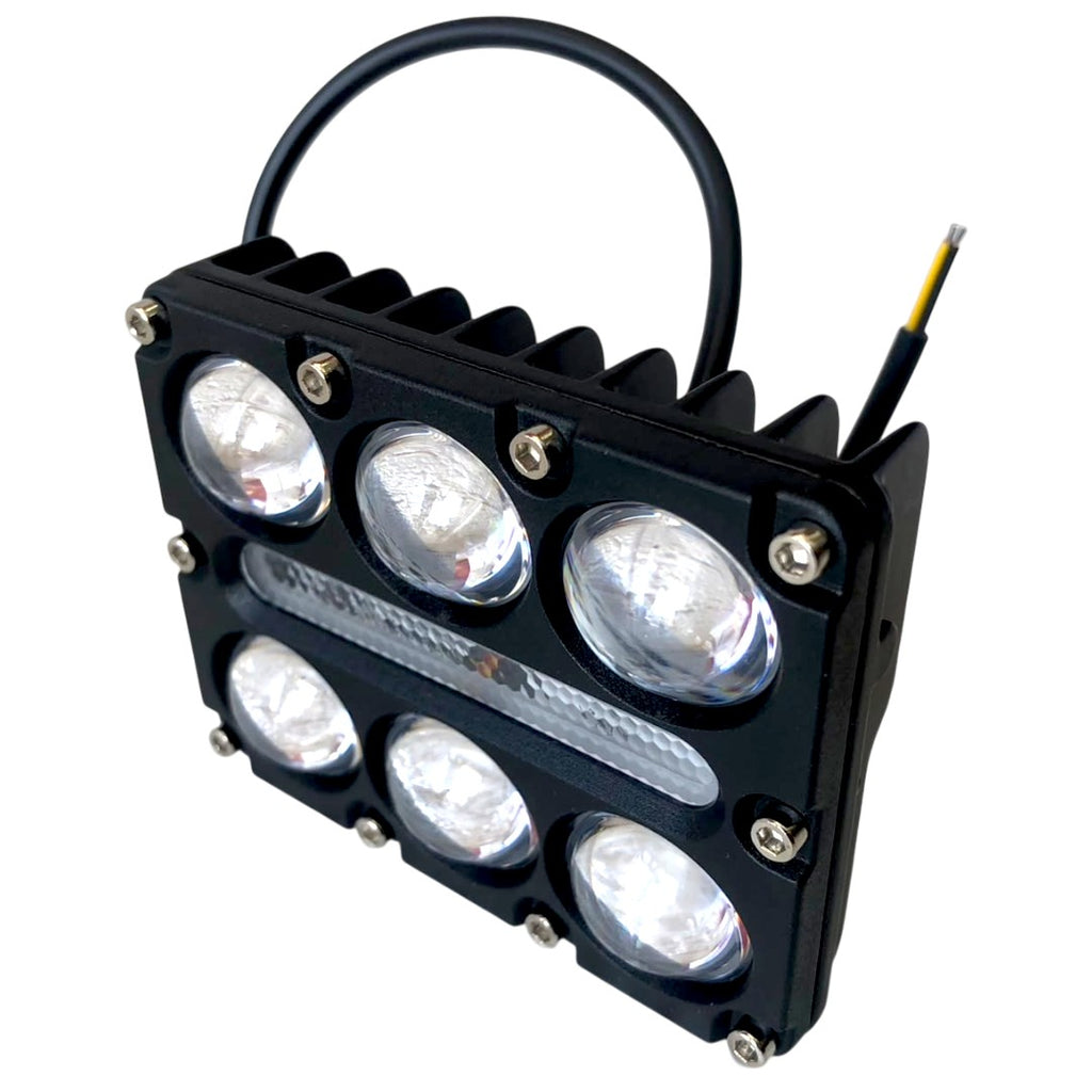 PROYECTOR LED DE 6 LUPAS CARCAZA NEGRA  W+Y+RGB+STROBER 90-60V