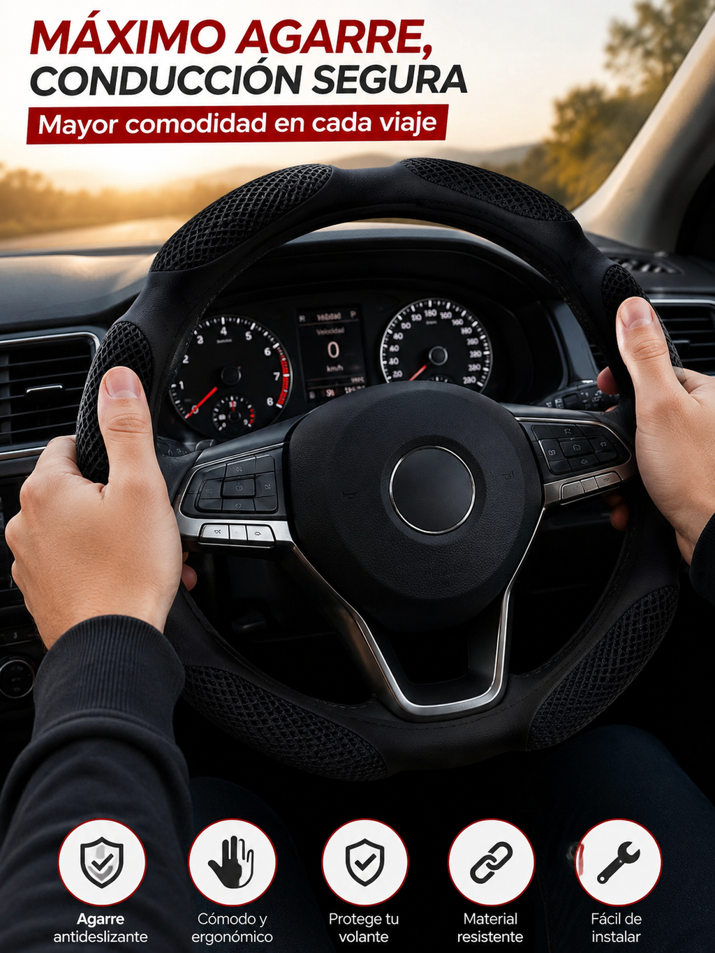 FORRO DE VOLANTE ESPONJA TH-FXPT001 / NEGRO